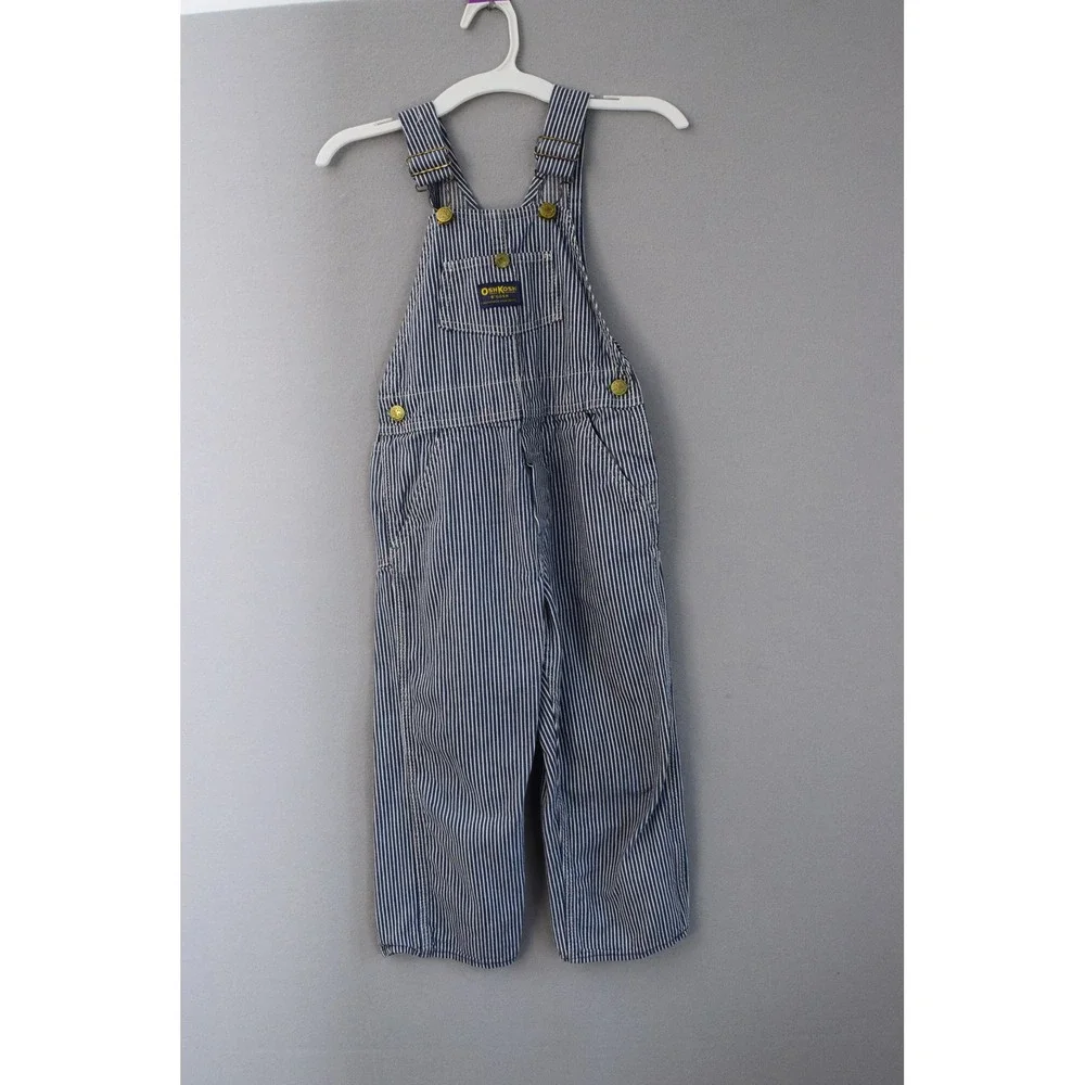 OshKosh B'gosh Overall Hickory Stripe Blue White Vestbak Kids Vintage Sanforized